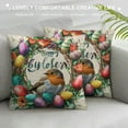 thumbnail image 3 of Wuche  Easter Pillow Case Rabbit Bunnies with Eggs Canvas Pillow Cover, Spring Season's Sofa Bed Throw Cushion Cover Decoration, 3 of 5