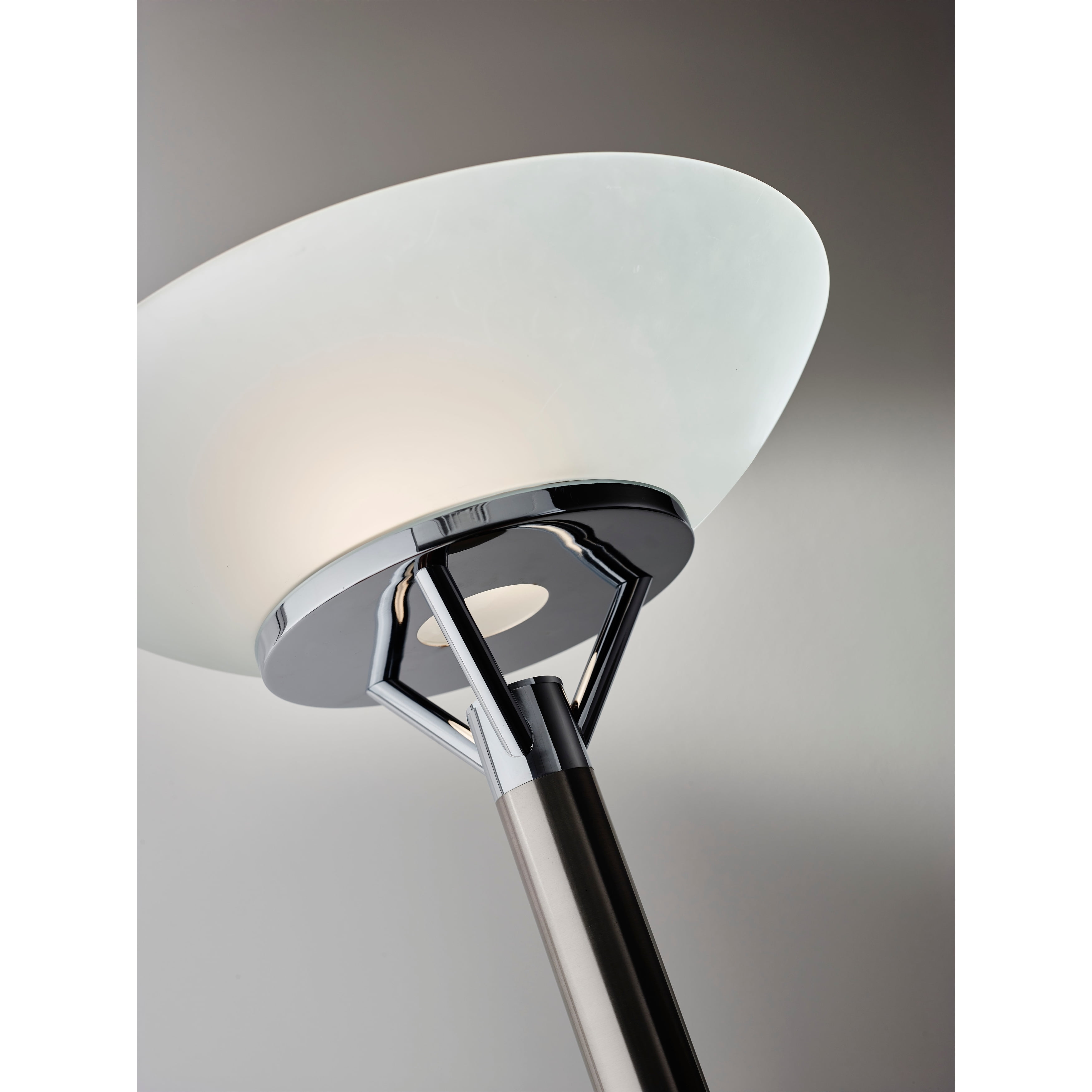 Adesso Expo 71.5" Brushed Steel Torchiere Floor Lamp with Frosted Glass Shade