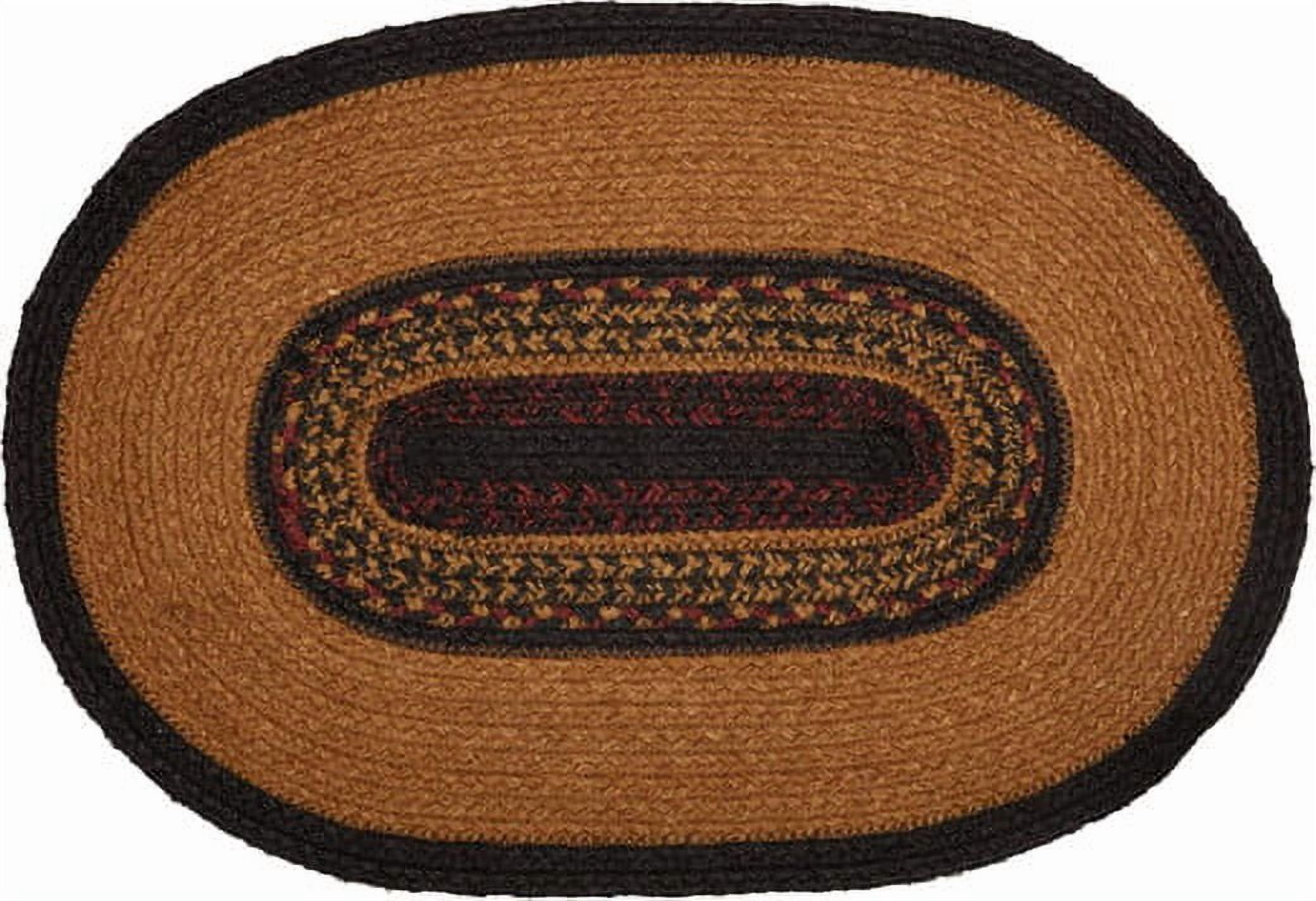 VHC Brands Heritage Farms Star Jute Placemat Set of 6 12x18 Primitive Country Braided Kitchen Tabletop Design, Tan