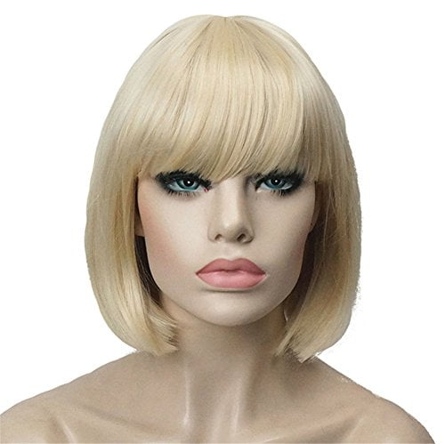 short blonde bob wig with bangs