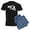 With Blue Strpe Pant, variant on - Alta Utah Skier Pajamas - Men's Dark Loose Fit Cotton Pajama Set