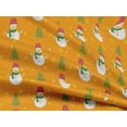 thumbnail image 4 of oneOone Rayon Mustard Yellow Fabric Snowman & Tree Sewing Material Print Fabric By The Yard 56 Inch Wide, 4 of 6