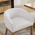 thumbnail image 5 of TIMOREN Mid Century Modern Upholstered Barrel Dining Chair with Arms, Beige Linen Kitchen Chair with Natural Rubberwood Frame for Dining Room or Living Room, Single Pack, 5 of 10
