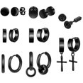 thumbnail image 1 of Juego de 8 pares de pendientes de aro de acero inoxidable Yashi para hombre, 1 of 5