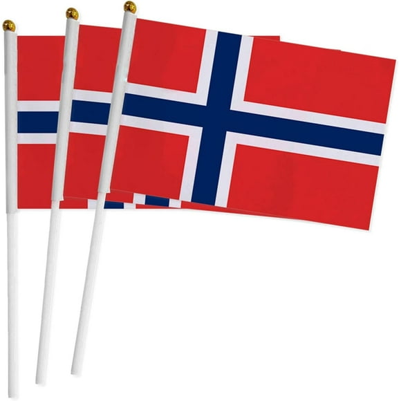 shiyou-Norway Flags 20 Pack, Norwegian Handheld Flags on Stick, Small Norwegian Flag for Sports Festivals Decorations, Anti-Ultraviolet Fade Indoor Outdoor (Norway)