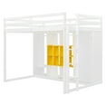 thumbnail image 6 of Full Size Wood Loft Bed with Wardrobe, shelves and Cabinet, White+Yellow, 6 of 9
