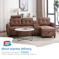 thumbnail image 5 of Onbeam Sectional Sofa with Storage Chaise and Cup Holders, Living Room L-shaped Sofa Couch, Modern Sofa Bed for Home and Office, Coffee Leathaire, 5 of 6