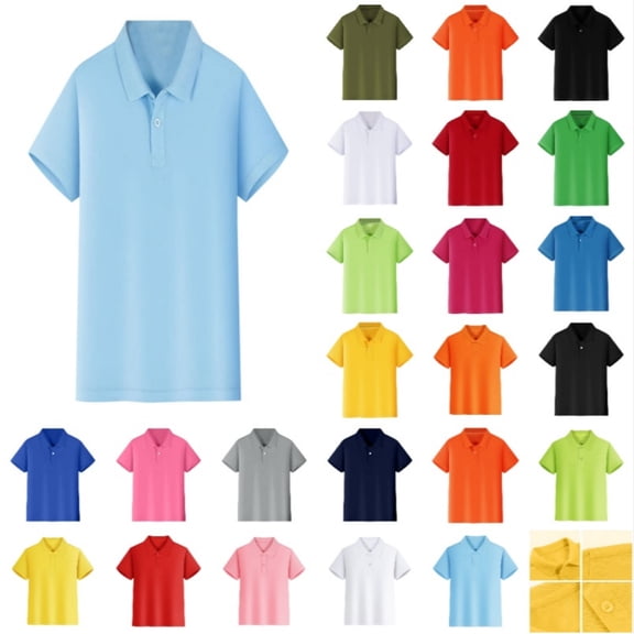 REDARER Unisex Kids Boys Girls Short Sleeve Polo Shirt, Soft Pique Fabric Button Closure Versatile Daily Casual Shirt
