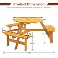 thumbnail image 2 of 6-Person Outdoor Circular Wooden Picnic Table with 3 Built-in Benches Camping Dining Table for Garden Patio Backyard,Natural Color, 2 of 12