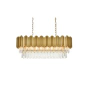 Elegant Lighting Willow 36 Rectangular Chandelier in Satin Gold