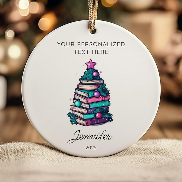 Book Lovers Ornament, Custom Book Name Ornament, Librarian Gift, Reading Ornament, Bookwor - As Picture - 5-Pack