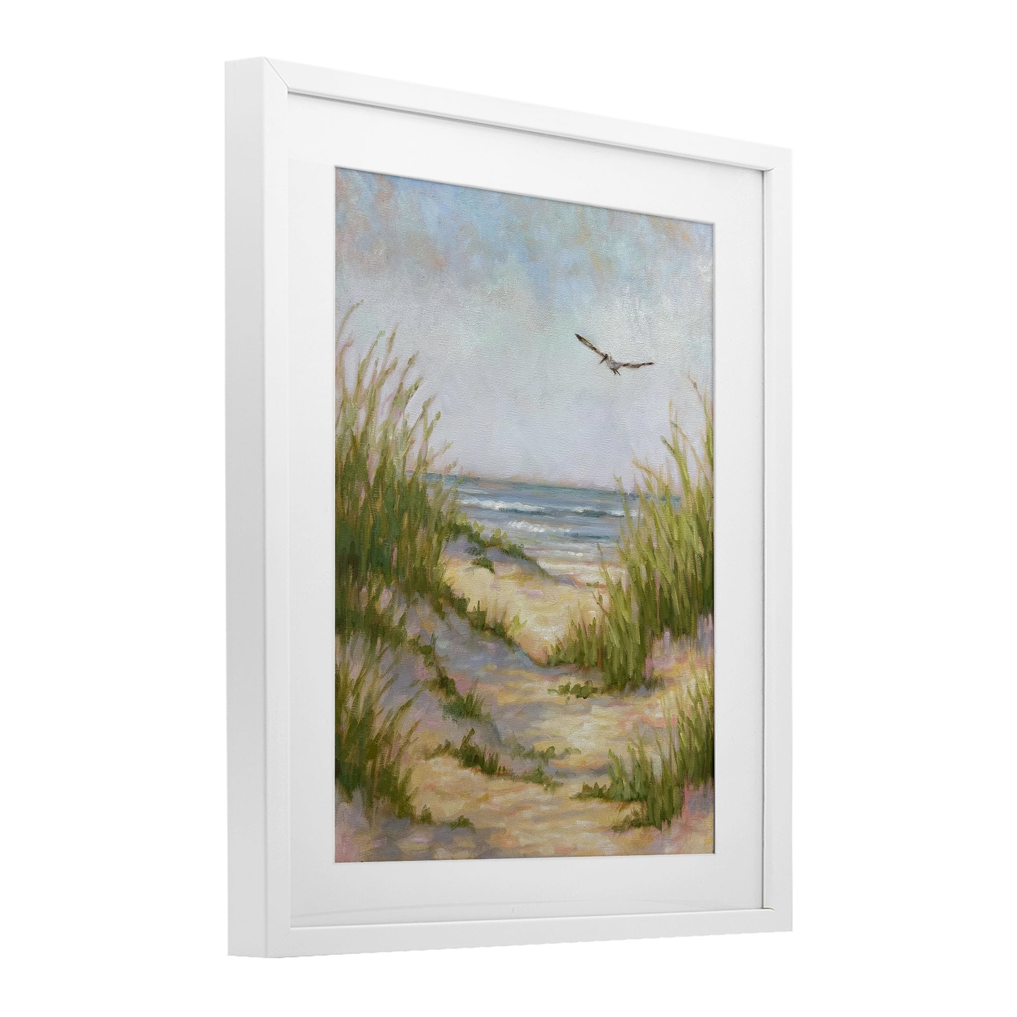 Stupell Industries Peaceful Beach Sand Dunes White Framed Print Under Glass, design by Linda Sperruzzi