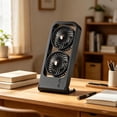 thumbnail image 5 of MMJ Table Fan Double Head USB Rechargeable 4 Speeds Silent for Desktop Dorm Home Office 10.6x5.5x1.7in, 5 of 6