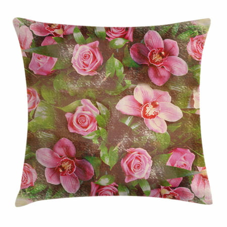 Shabby Chic Decor Throw Pillow Cushion Cover, Romantic Retro Floral Composition Grunge Wedding Corsage Art, Decorative Square Accent Pillow Case, 18 X 18 Inches, Green Pink Light Pink, by (Best Romantic Chick Flicks)