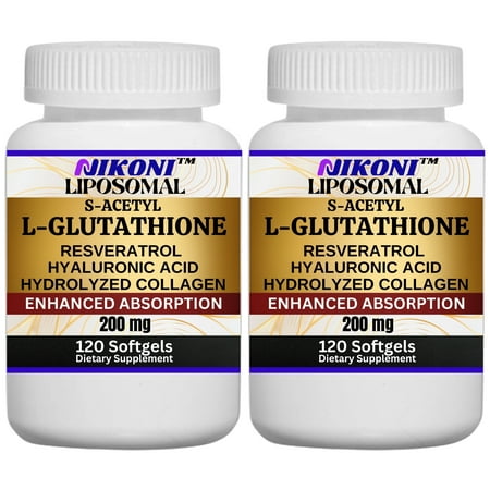 S-Acetyl Glutathione supplement with Resveratrol, Hyaluronic Acid & Collagen, 120 Liposomal Softgels.