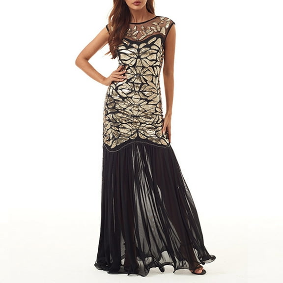 OSFVNOXV Maxi Dresses for Women Cocktail Party Dress Sleeveless Embroidered Tank Mesh Bodycon Formal Dress,Luxury Gifts for Friends