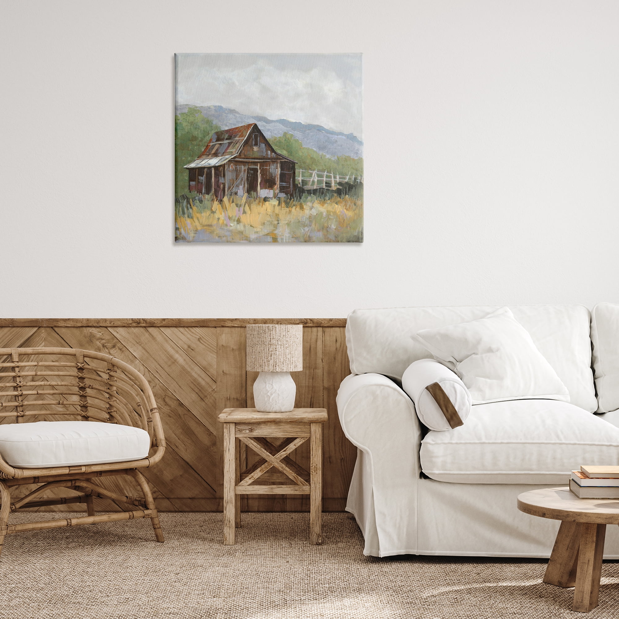 Stupell Industries Rustic Rural Lodge Landscape & Nature Painting Wrapped Canvas Art Print Wall Art, 30 x 30