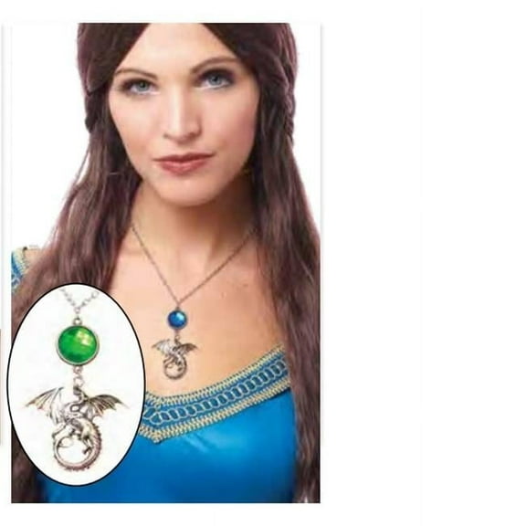 Mother of Dragon Necklace with Gem Green