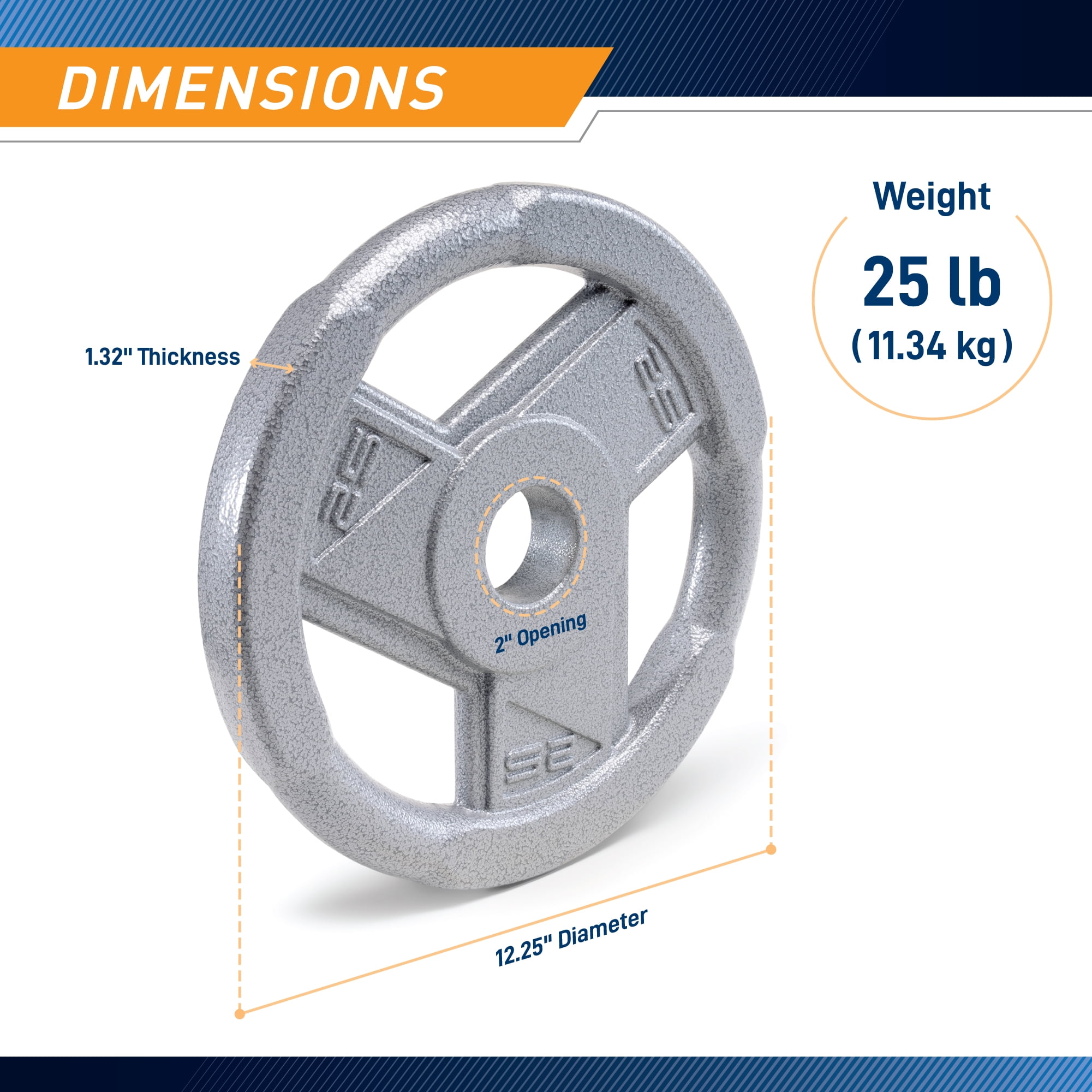 Marcy Olympic Grip Weight Plate 25Lb, Single