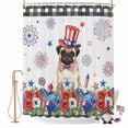 thumbnail image 2 of Independence Day Shower Curtain, 72" x 72", Cartoon Pug Dog Cute Puppy Red Blue Flower Waterproof Bathroom Curtain Washable Shower Curtain Set with 12 Hooks, 2 of 9