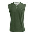 thumbnail image 4 of LISTHA Men's Tank Tops Button Distressed Washed Sleeveless Vintage Tee Casual Gym Solid T-Shirt with Pocket Dark Green 3XL, 4 of 5