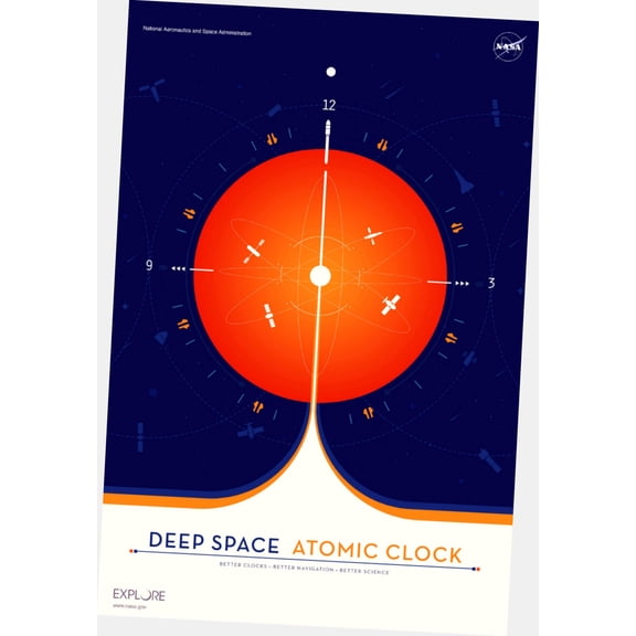 Nasa Atomic Clock Poster 11"x17" 11x17 Orange Multi-Color Square Adults Best Posters