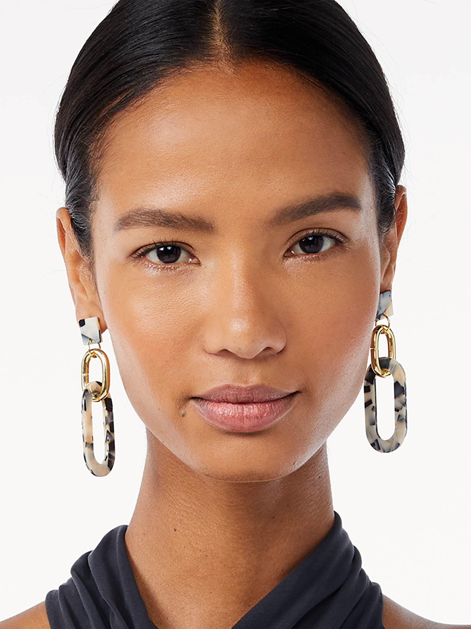Scoop Women s 14KT Gold Flash Plated Multi Color Resin Link Earrings Scoop Women s 14KT Gold Flash Plated Multi Color Resin Link Earrings