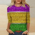 thumbnail image 2 of PMUYBHF T-Shirt Mode Décontracté Col Rond Carnaval Imprimé 3D Manches Sept Quarts pour Femmes 2583 m, 2 of 5