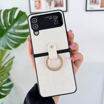 Decase Compatible Glitter Case For Samsung Galaxy Z Flip 4 5G Case with Diamond Ring,Luxury Glitter Bling Crystal Shockproof PC Case Cover,Phone Case for Samsung Galaxy Z Flip 4 Case, White