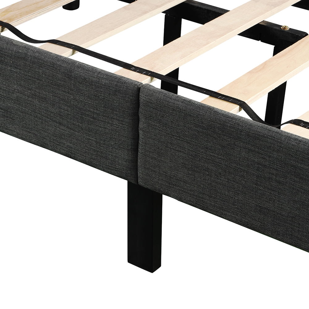 Kepooman Twin Size Upholstered Button Tufted Platform Bed with Headboard, 83.5"L x 41.3"W x 40.2"H, Gary Kepooman Twin Size Upholstered Button Tufted Platform Bed with Headboard, 83.5"L x 41.3"W x 40.2"H, Gary