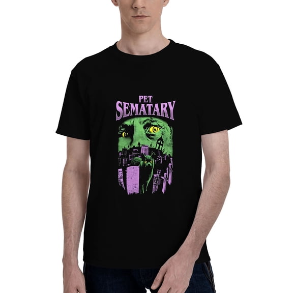 180g Cotton Unisex T-Shirt - "Pet Sematary" Horror-Inspired Graphic, Black, S-5XL
