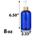 thumbnail image 3 of Cobalt Blue Plastic PET Boston Round Bottle with Gold Lotion Pump (12 Pack), 3 of 5