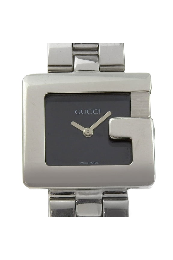 Pre-Owned Gucci G Watch 3600L Stainless Steel Quartz Analog Display Black Dial Women's
