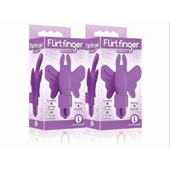(2 Pack) The 9's, Flirt Papillon pour Doigt, Vibromasseur pour Doigt, Violet