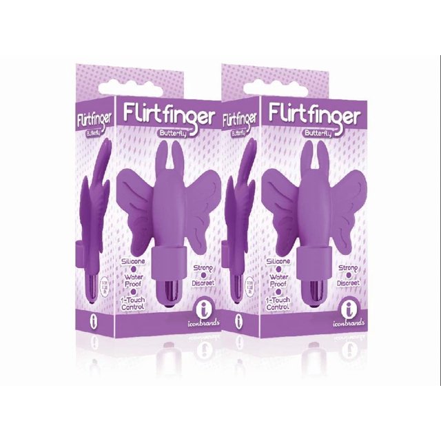 (2 Pack) The 9's, Flirt Finger Butterfly, Finger Vibrator, Purple