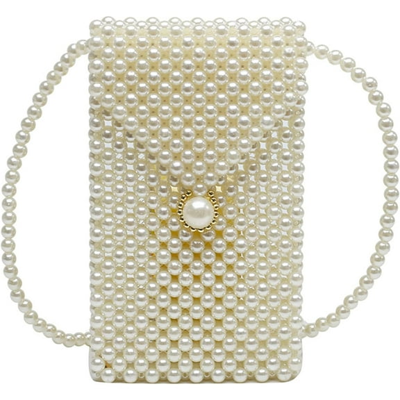 CAILDANL Luxury Pearl Bag Chain Bag Purse Shoulder Bag for Women,Artificial Pearl Clutch Crossbody Beaded Evening Bag for Party