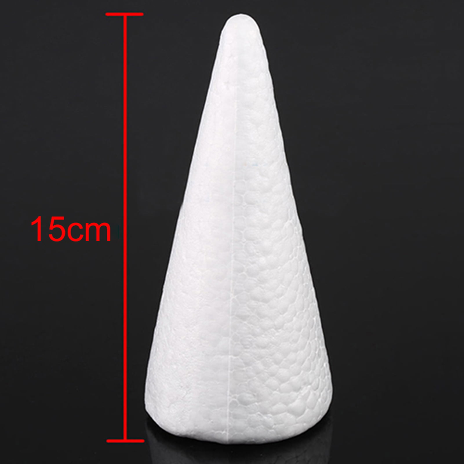 Happyyami 12pcs Craft Foam Cone White Styrofoam Cones for DIY Home Craft Project Christmas Tree Table Centerpiece 15cm