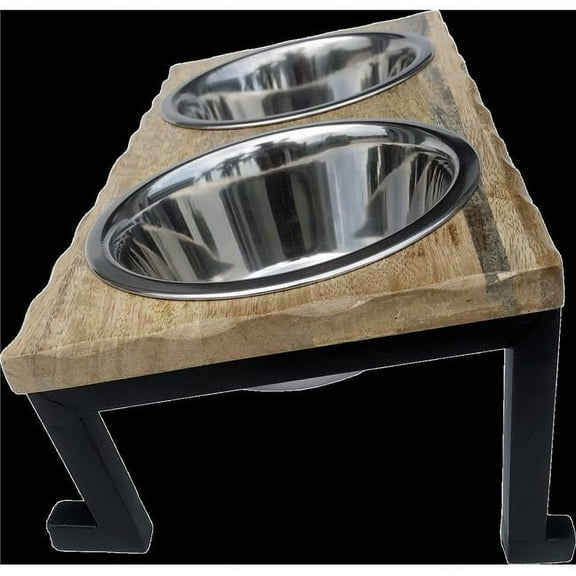INDIPETS 6901108 WOODEN Slanted DESIGN DINER  1 PINT