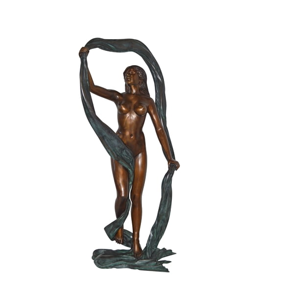 Exotic Fabric Dancer bronze statue life size - Size: 18"L x 24"W x 49"H.
