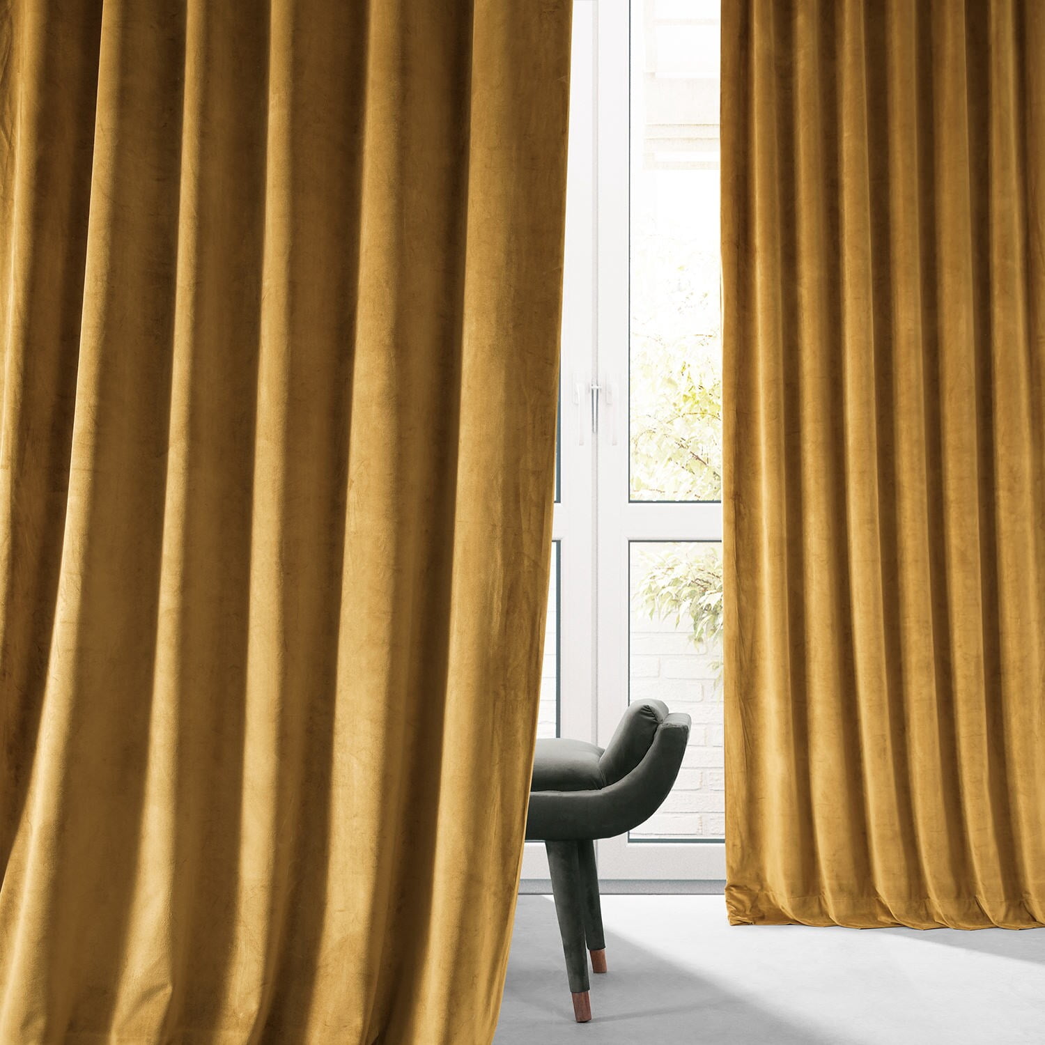 HPD Half Price Drapes Signature Apple Cider Gold Plush Velvet Blackout Curtains for Bedroom & Living Room Curtains (1 Panel), Window Curtains 96 inches long, Rod Pocket Curtains & Drapes, 50W X 96L