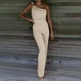 thumbnail image 2 of VSSSJ Women's Romper Slim Fit Solid Color Sleeveless Straight Leg Jumpsuit with Pocket Casual Elegent Wedding Party Jumpsuit Rompers Khaki XL, 2 of 7