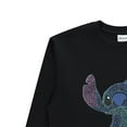thumbnail image 3 of Disney Women’s Lilo and Stitch Sweatshirt, Chenille Patch and Embroidery Stitch Pullover Sweatshirt Black - XS, 3 of 5