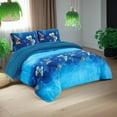 thumbnail image 2 of King Comforter Set 3-Piece - Luxurious Floral Butterfly Print in Vibrant Blue - Soft, Hypoallergenic Fabric with Deep Fitted Sheets, 2 of 4