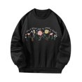 thumbnail image 2 of Sudadera con cuello redondo para mujer, Tops, ropa de otoño e invierno, alfabeto estampado elegante Negro, 2 of 8