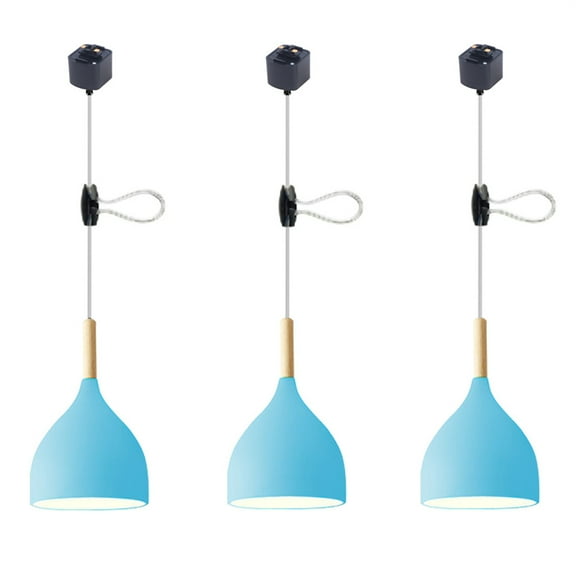 JLOWCO 3 Pack Adjustable Height H Type Track Lighting Pendants Ceiling Lights for Dining Room Blue Island Lights Over Sink Light Pendant Lights Kitchen Island (LED Bulb Include)