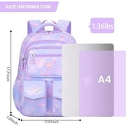 Ficcug School Backpack Girls School Bag,25L Wear-Resistant Lightweight Kids Backpacks Fashion Waterproof Bookbag,Purple