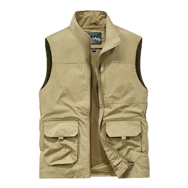 Jackets for Men Mens Work Clothes Jacket Solid Color Stand Collar Multiple Pockets Outdoor Sports Photography Leisure Coat