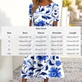 thumbnail image 3 of YueHuiYing Women's Summer Casual Blue-and-White Porcelain Print Short-Sleeve Round-Neck Knee-Length Dress, 3 of 7