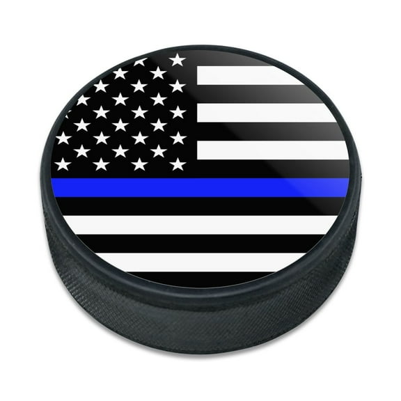 Thin Blue Line American Flag Ice Hockey Puck