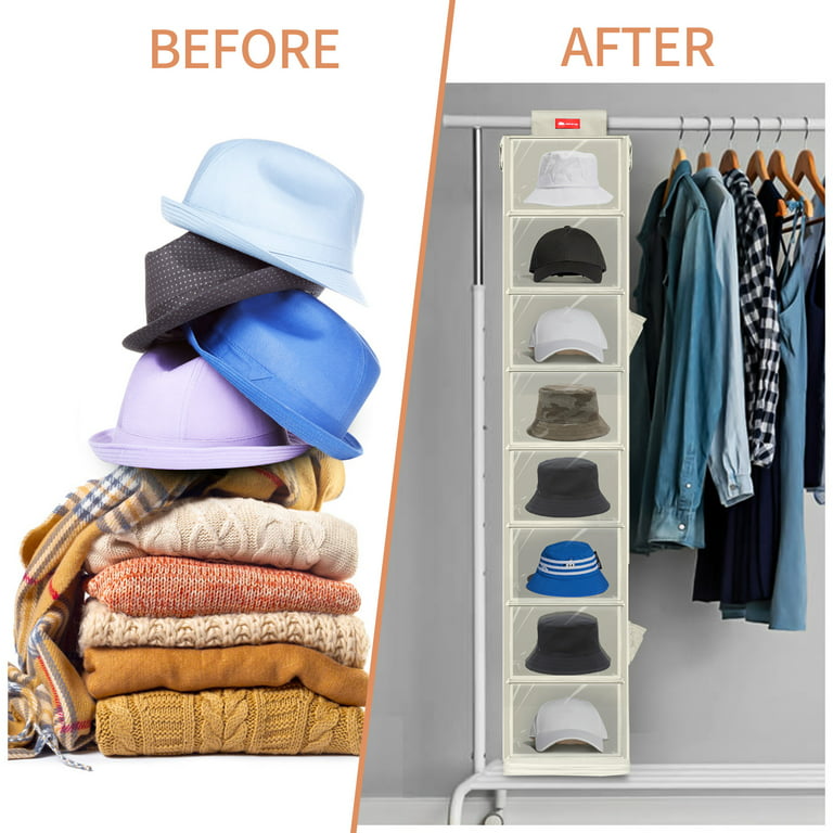Hat Rack for Closet Hanging Hat Organizer for Fedora, 2 Pack 10 Shelves  Boho Hat Organization, Closet Cap Storage Organizer for Wide Brim Hat XL